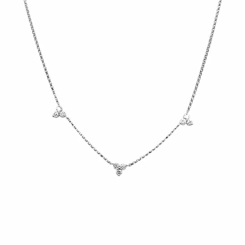 Three-Station Diamond Cluster Necklace