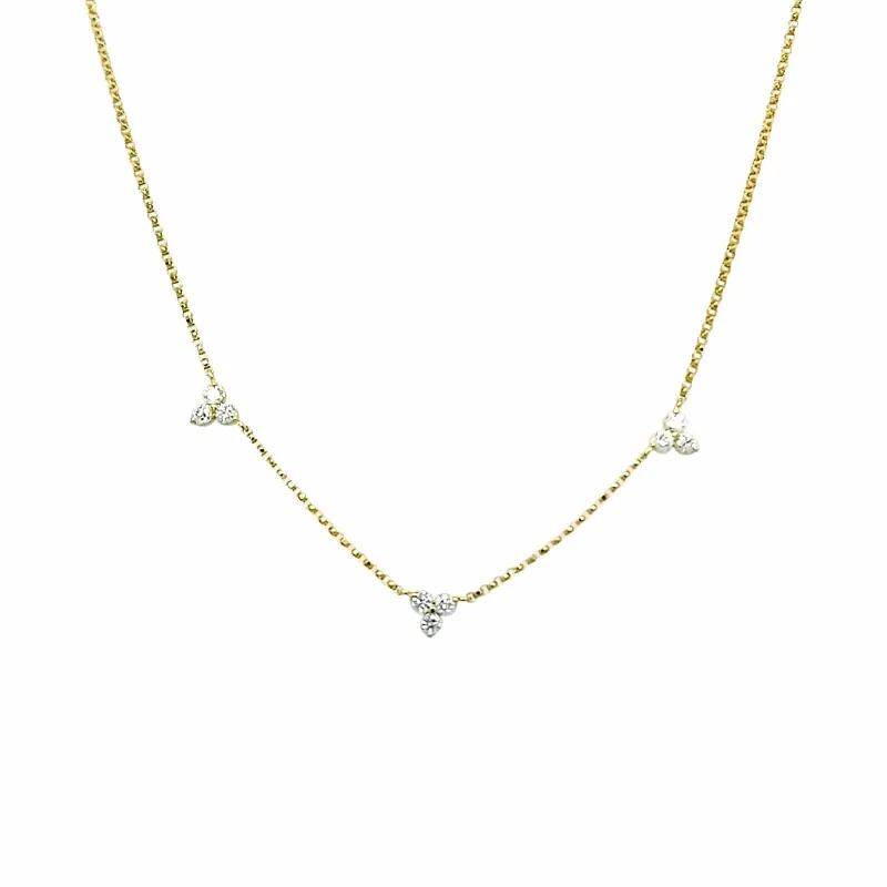 Three-Station Diamond Cluster Necklace