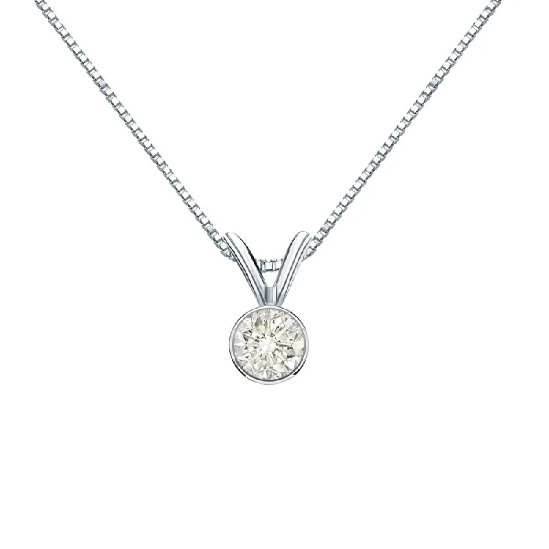 Auriya 1/4ctw Round Solitaire Diamond Necklace 14k Gold Bezel-set (J-K, I1-I2)