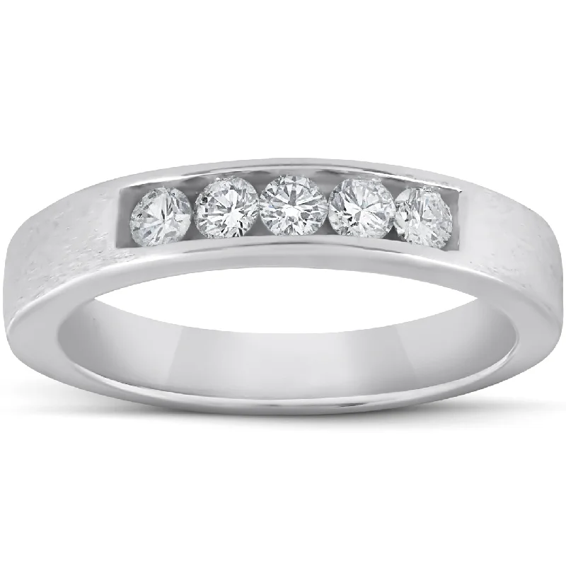 1/3ct Mens 14K White Gold Diamond Wedding Ring Band