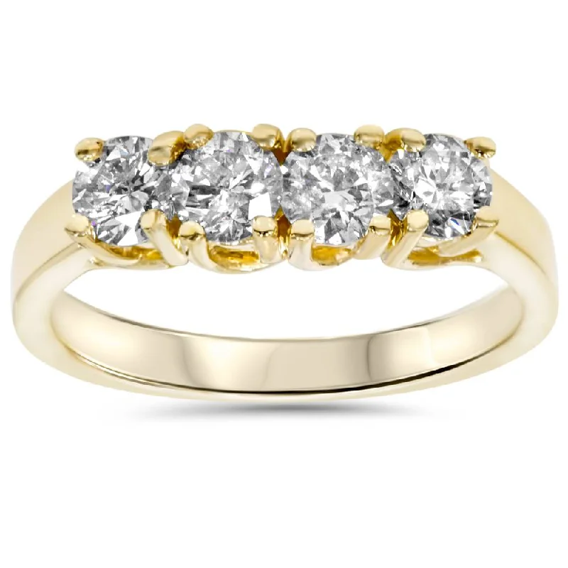 1ct Diamond Yellow Gold Curve Wedding Ring Enhancer