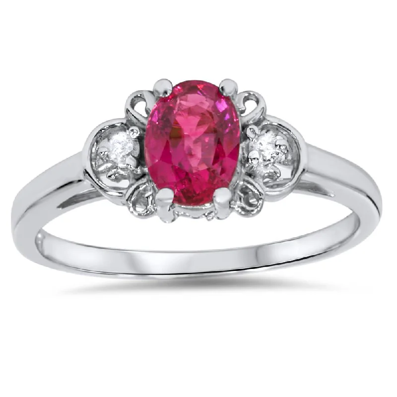 5/8ct Ruby & Diamond Ring 14K White Gold