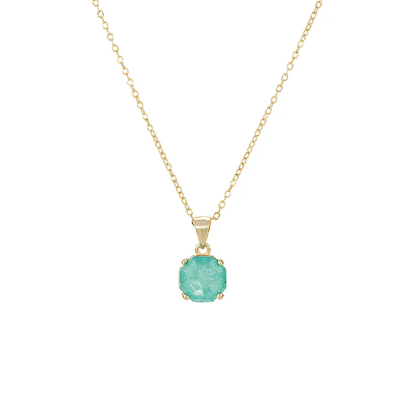 Aqua Topaz Single Stone Necklace