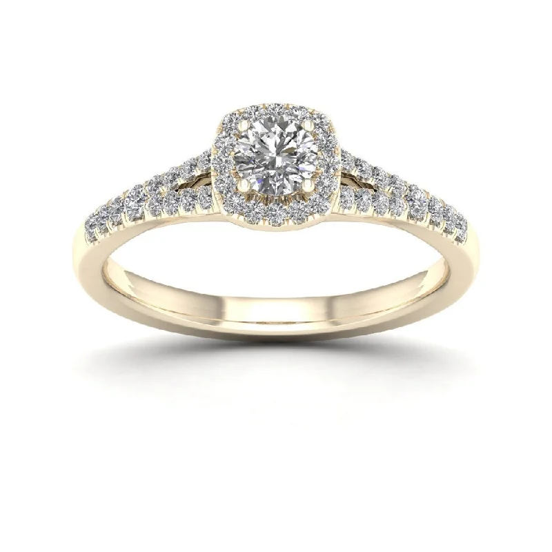 De Couer 1/2ct TDW Diamond Halo Ring - Yellow