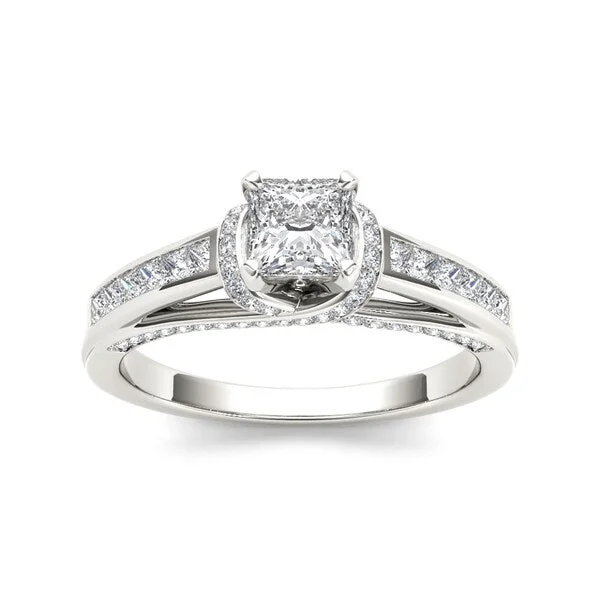 De Couer 14k White Gold 1ct TDW Princess-cut White Diamond Ring