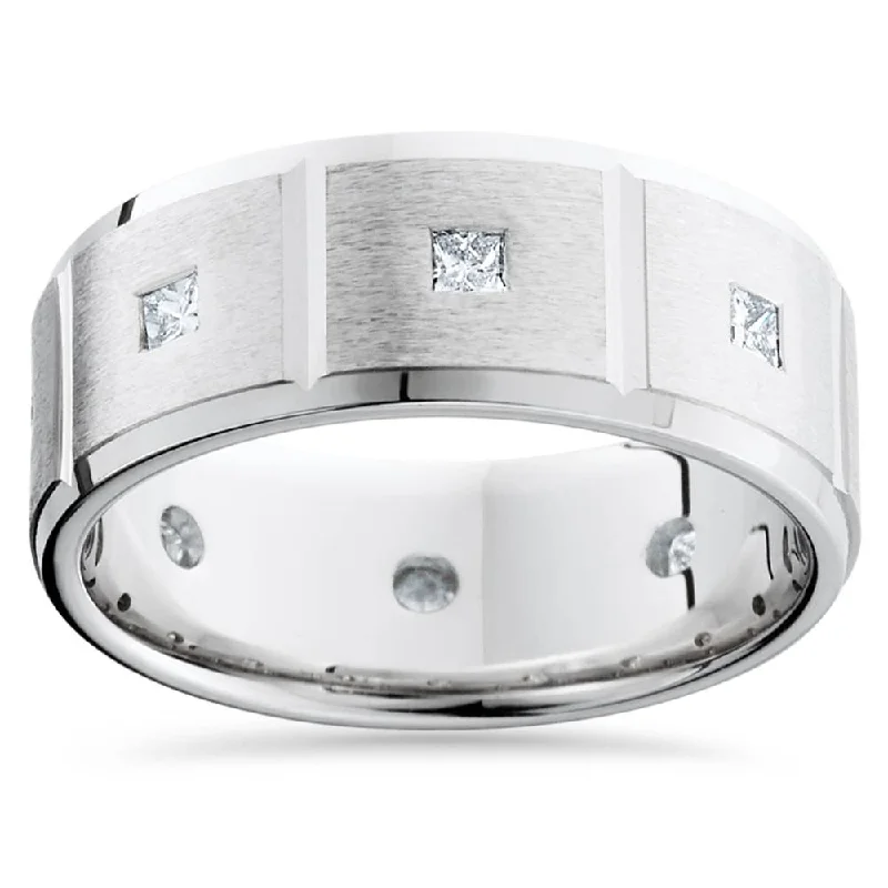 Mens 3/4ct Princess Cut Diamonds Wedding Ring New Band