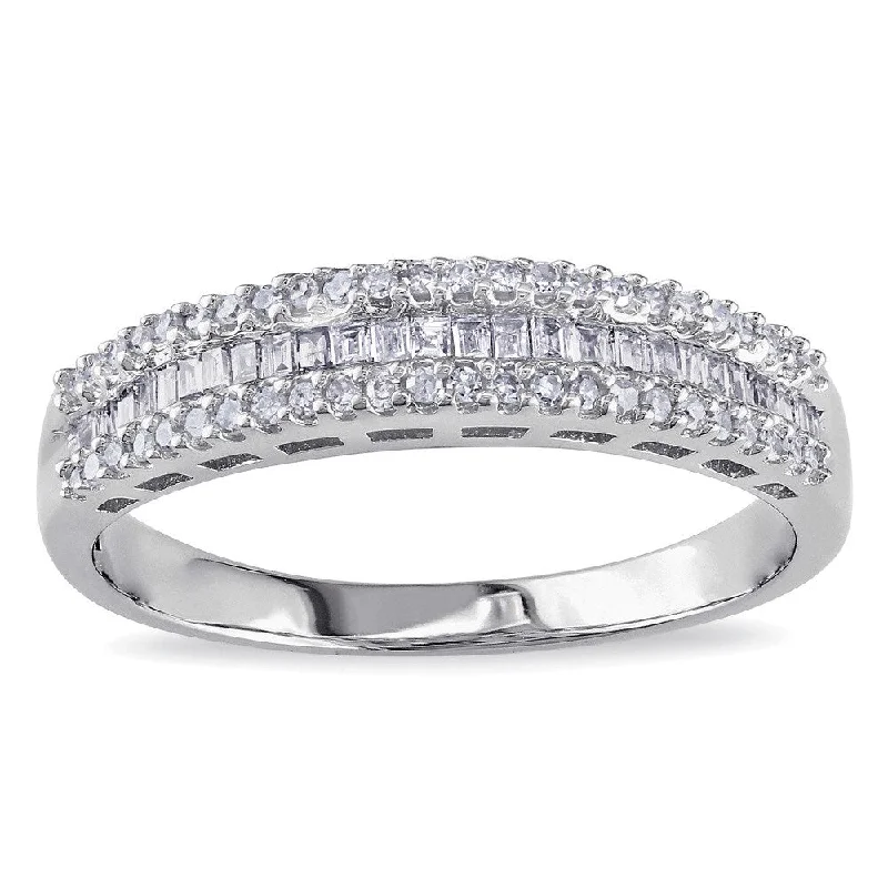 Miadora 10k White Gold 1/3ct TDW Baguette-cut Diamond Anniversary Ring