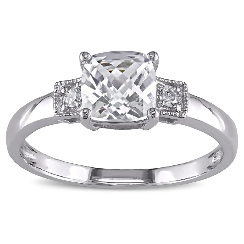 Miadora 10k White Gold Created White Sapphire and Diamond Accent Ring