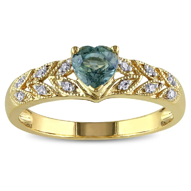 Miadora 10k Yellow Gold Green Sapphire and Diamond Accent Ring