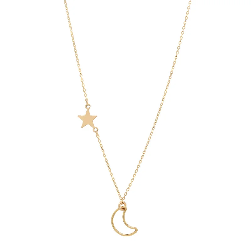 Moon Outline & Star Necklace