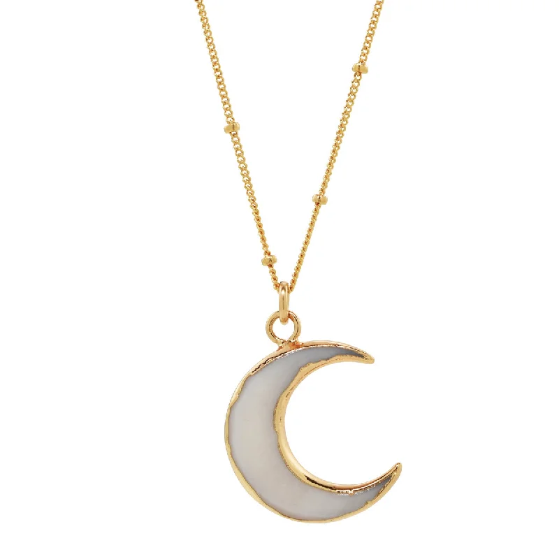 Gold Dipped Crescent Stone Moon Necklace