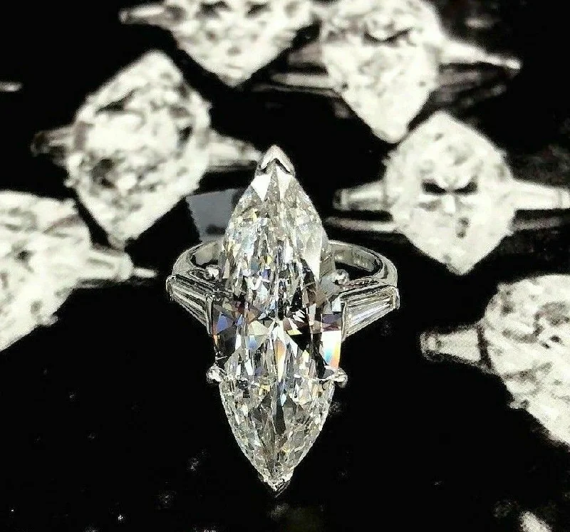 Out of this World 7.22ct AGS Certified F/SI2 Marquise Diamond Platinum Ring