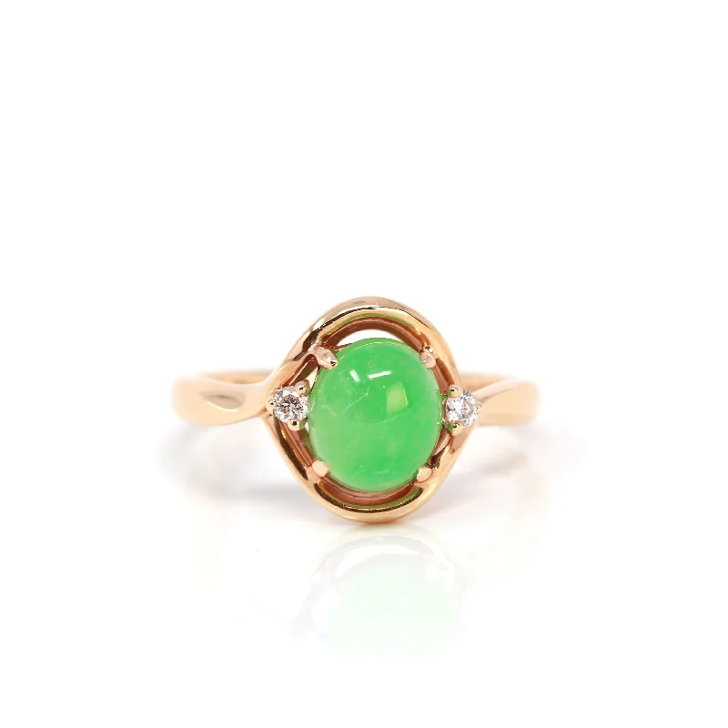 RealJade® "Irina" 18k Rose Gold Natural Imperial Jadeite Engagment Ring