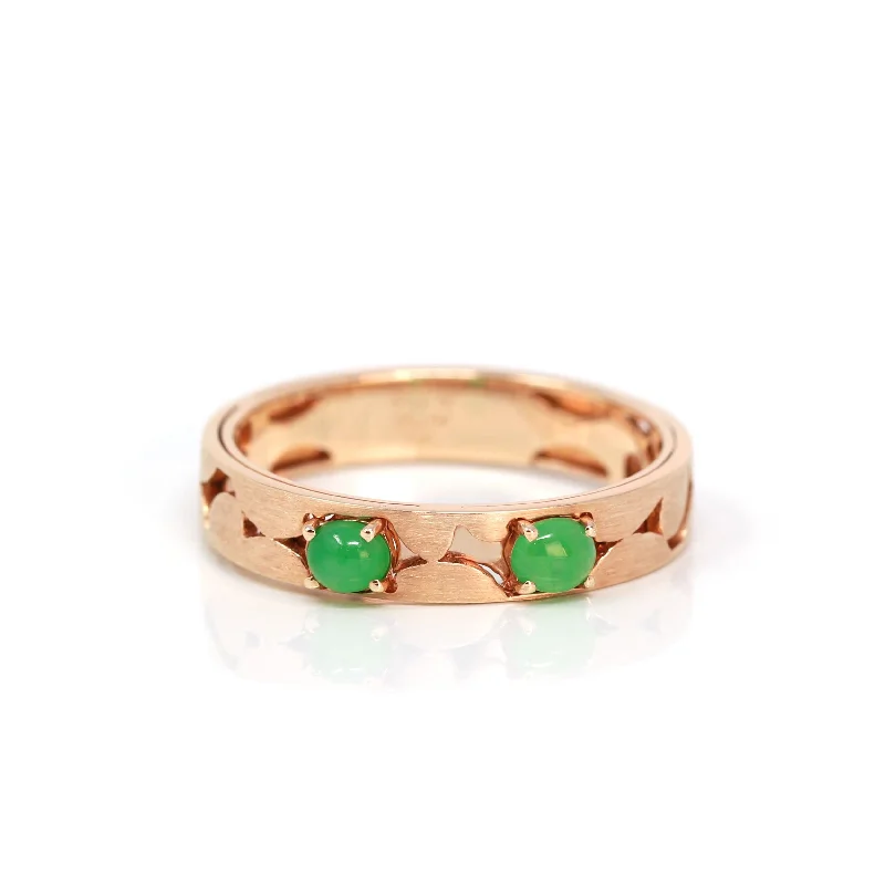 RealJade® "Orla" 18k Rose Gold Natural Imperial Jadeite Wedding Band