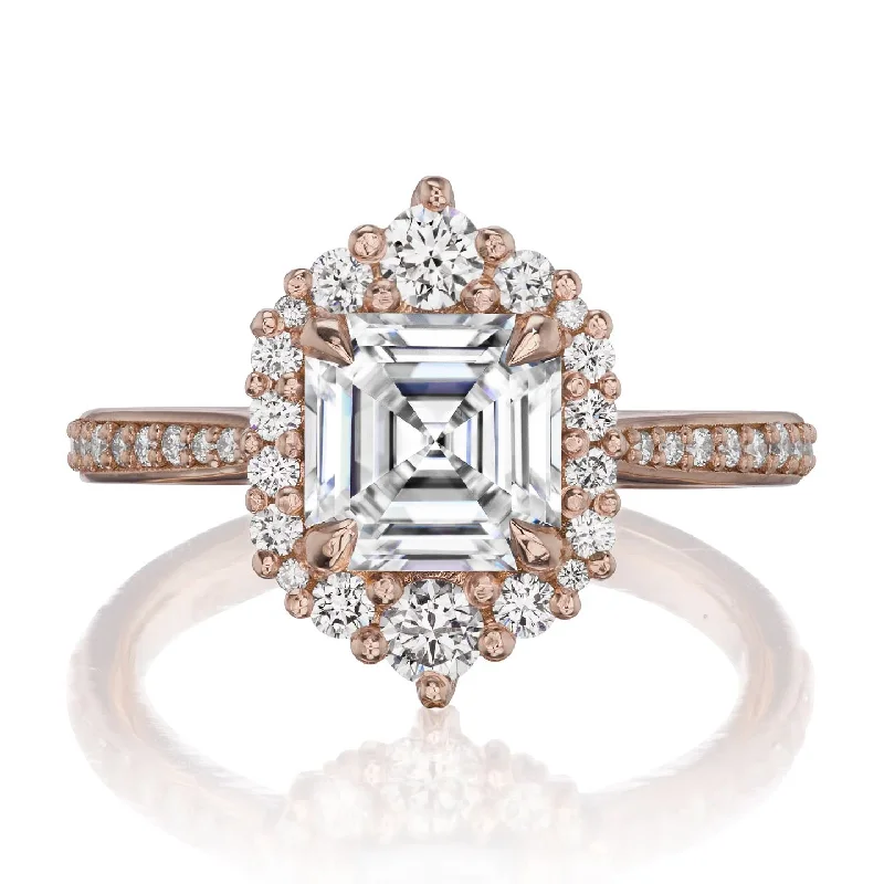 ・ROSALIND・Asscher Cut Lab-Grown Diamond Center (VVS1/D), Diamond Halo (1.90ctw+)