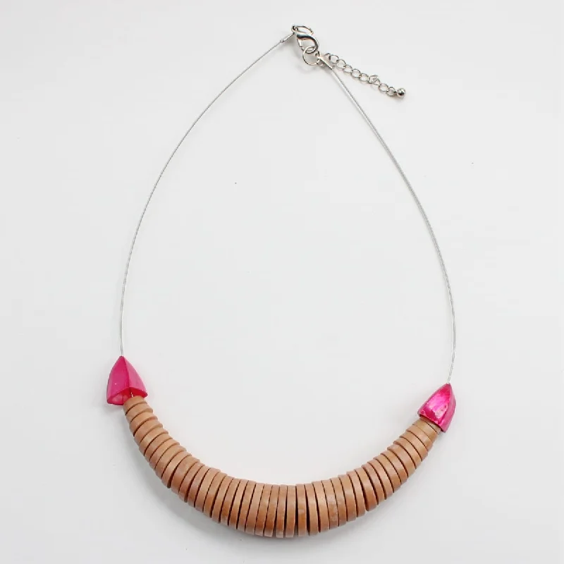 Tan Delicate Wooden Necklace by Sylca