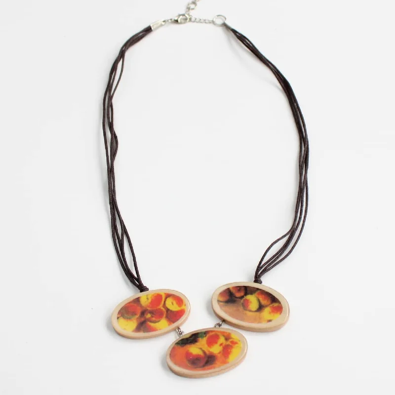 Wooden Peach Trio Necklace