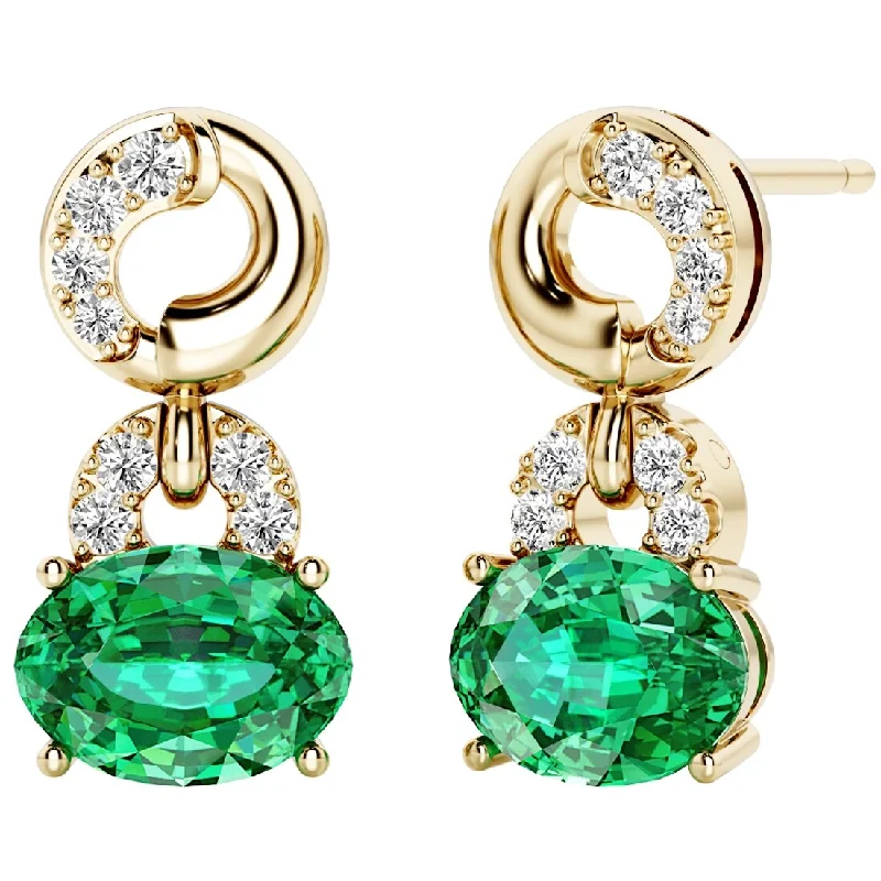 1.50 ct Emerald and Diamond Stud Earrings 14k Yellow Gold