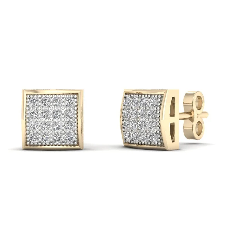 10k Yellow Gold 1/10ct TDW Diamond Cluster Stud Earrings