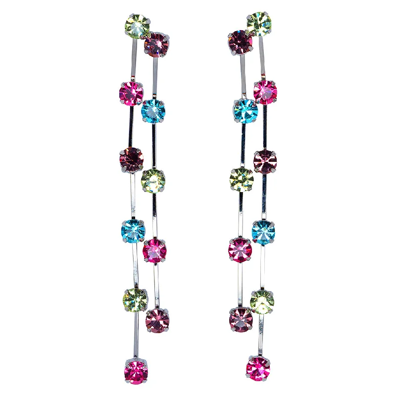 Multicolored Double Row Earrings