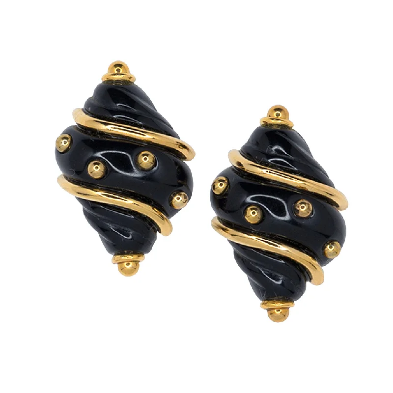 Black and Gold Shell Earrings