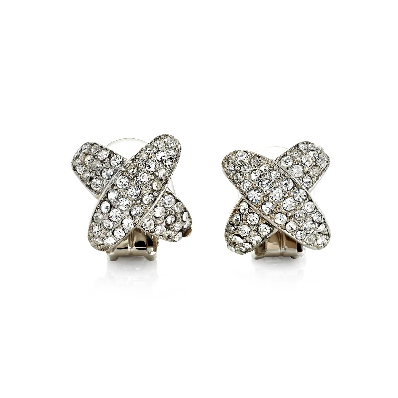 Crystal Pave Clip Earrings