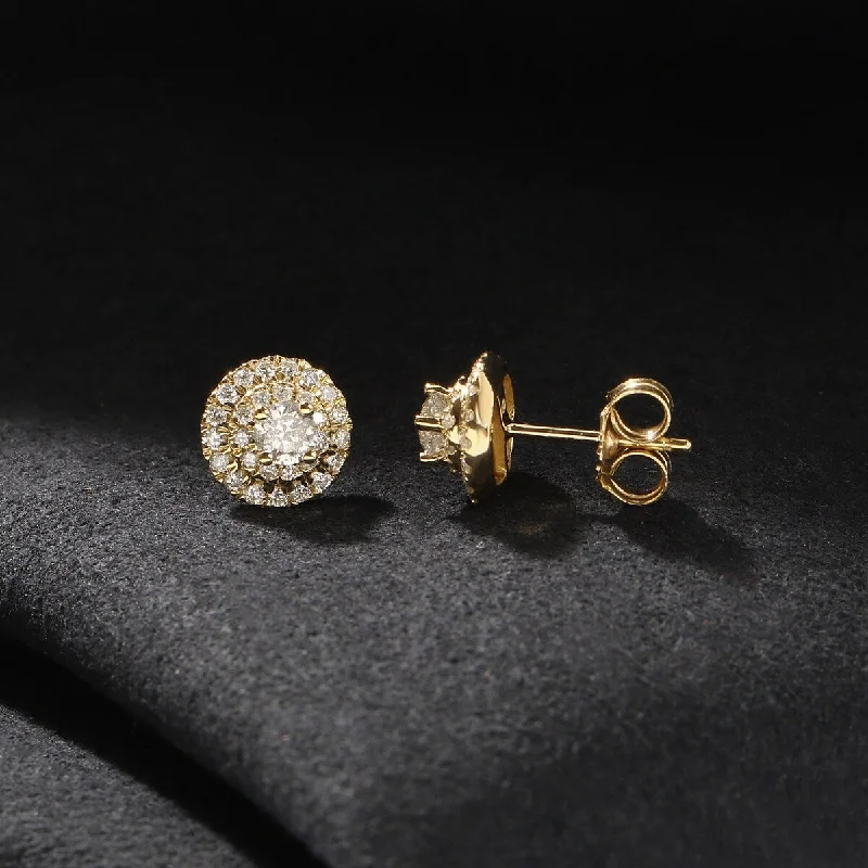 De Couer 10k Yellow Gold 1/2ct TDW Diamond Halo Stud Earring