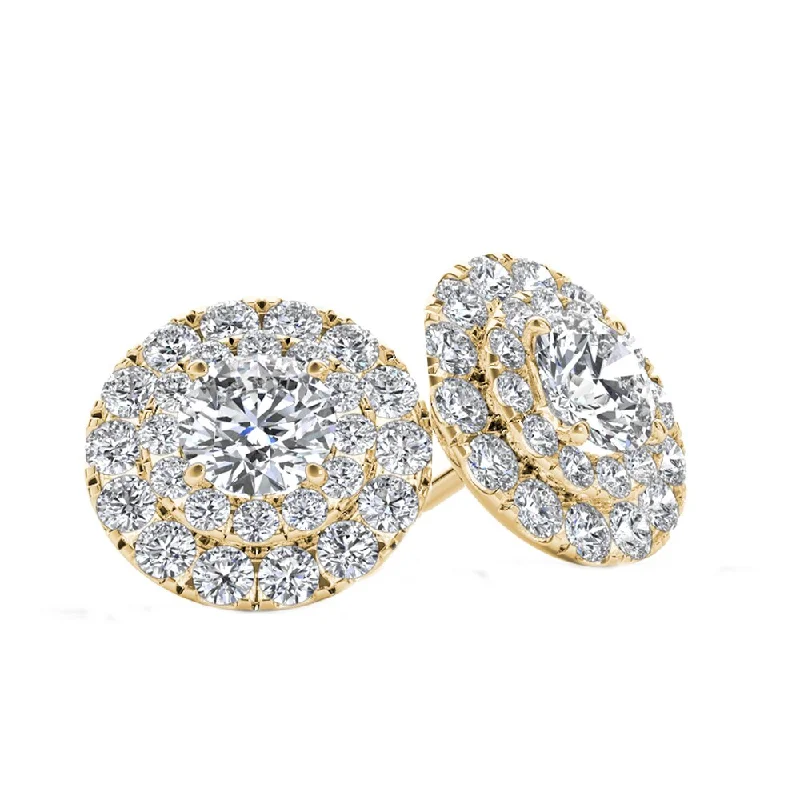 De Couer 10k Yellow Gold 1ct TDW Diamond Halo Stud Earring