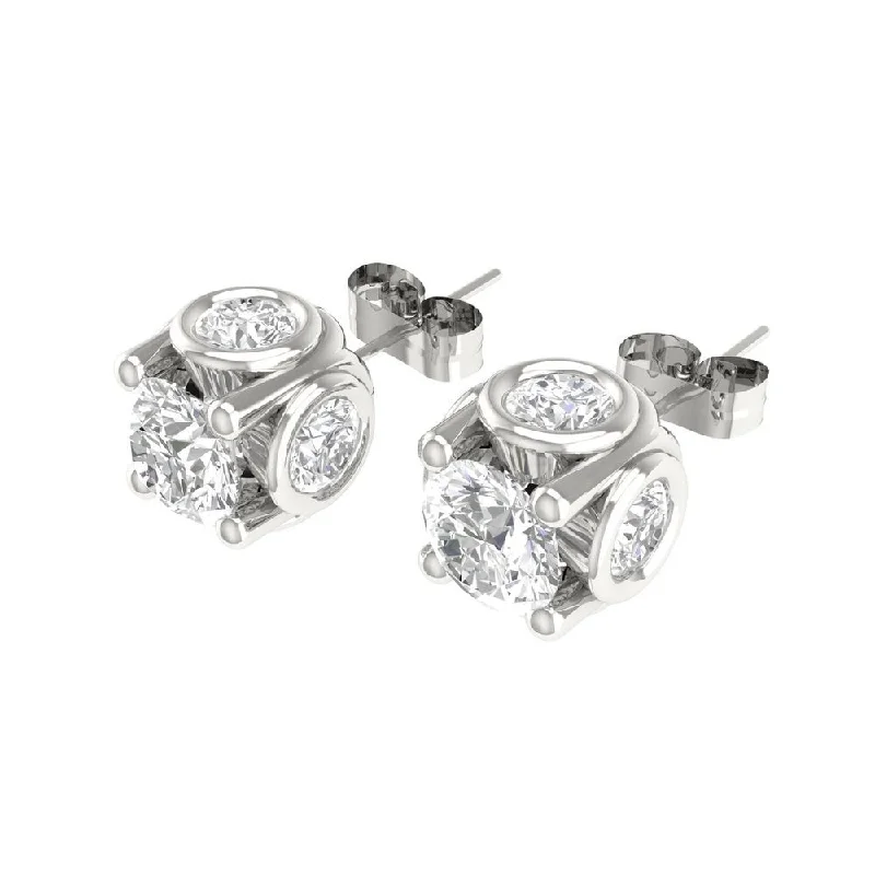 De Couer 14k White Gold 1/2ct TDW Diamond Stud Earring - White H-I