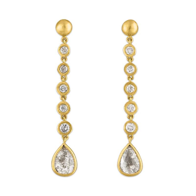 Five Diamond Chime Earrings with Diamond Drop