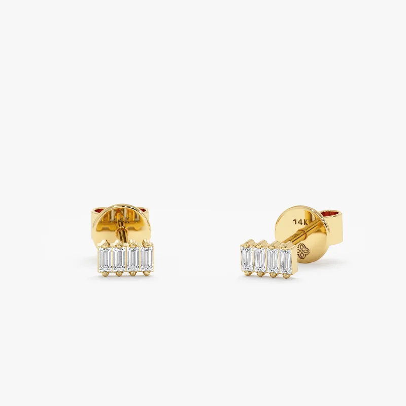 Four Baguette Diamond Studs, Helena