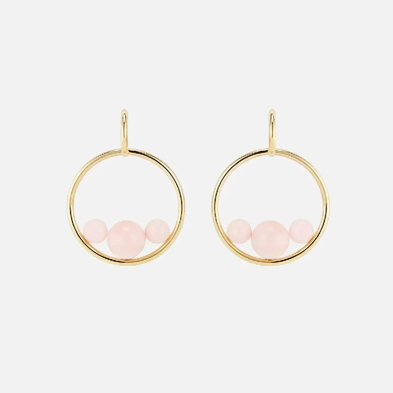 Triple Pink Opal Hoops