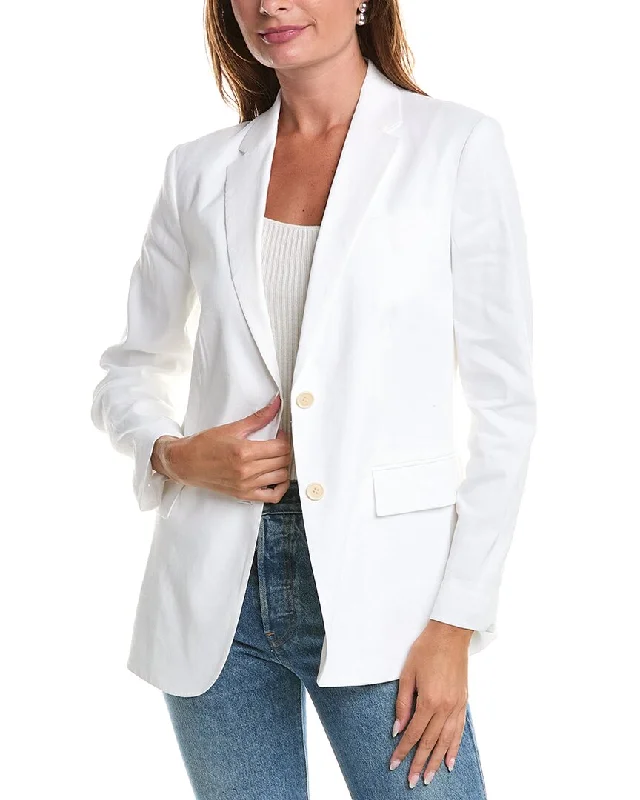 Theory Rolled Sleeve Linen-Blend Boyfriend Jacket