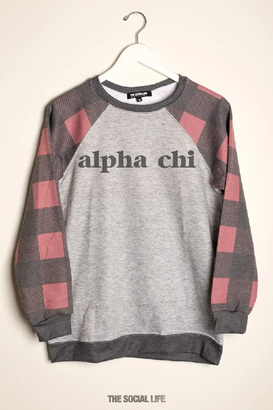 Alpha Chi Omega Lumberjack Raglan Crewneck