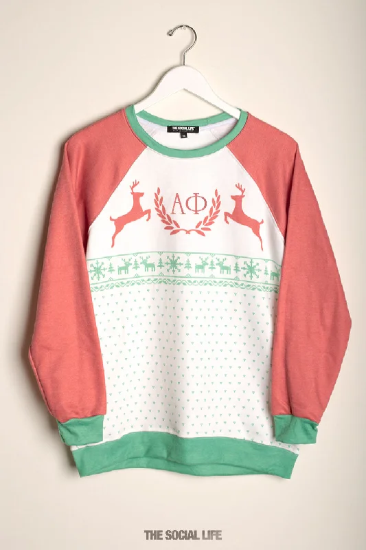 Alpha Phi Rudolph Raglan Crewneck