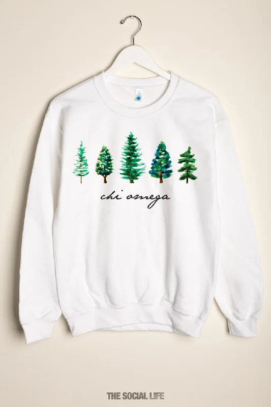 Chi Omega Watercolor Pines Crewneck