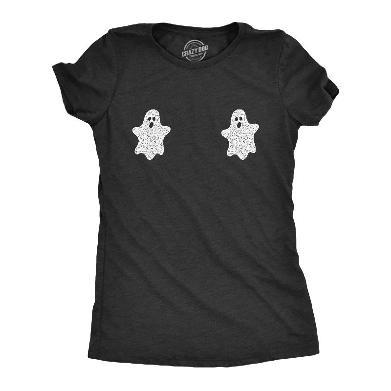 Womens Ghost Boobs Tshirt Funny Halloween Boo Hilarious Tits Graphic Tee