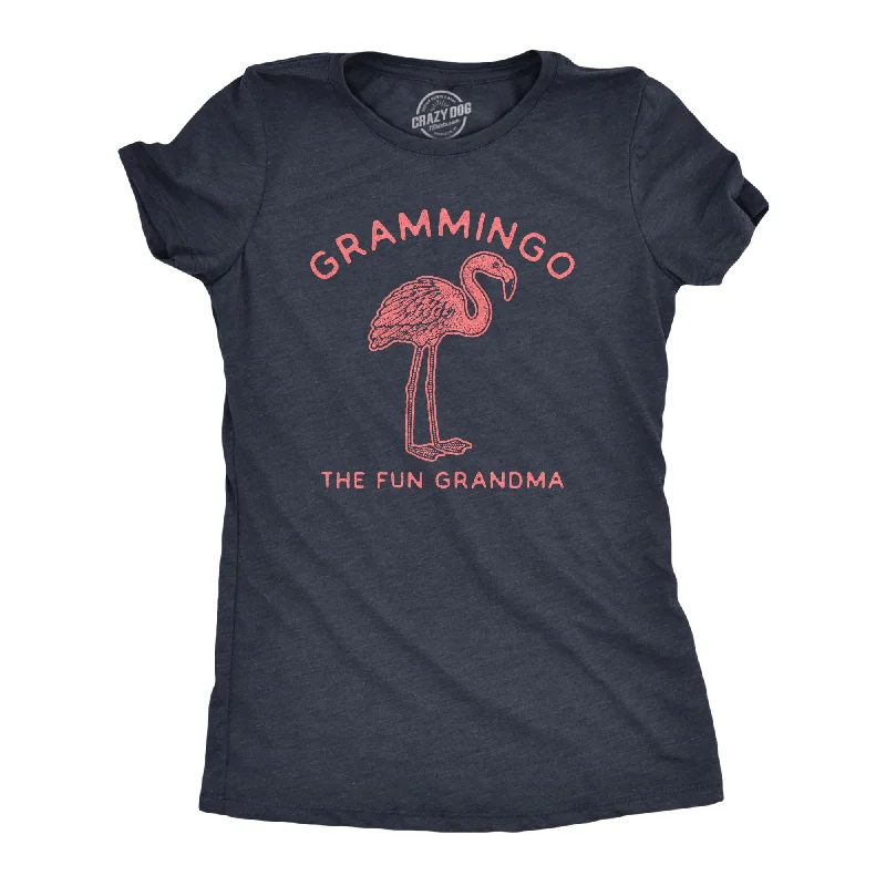 Womens Grammingo The Fun Grandma Tshirt Funny Flamingo Grandmother Graphic Novelty Tee