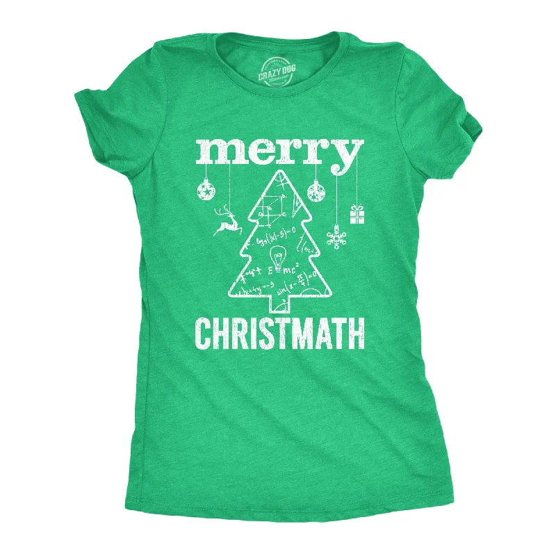 Womens Merry Christmath Tshirt Funny Christmas Tree Holiday Math Graphic Tee