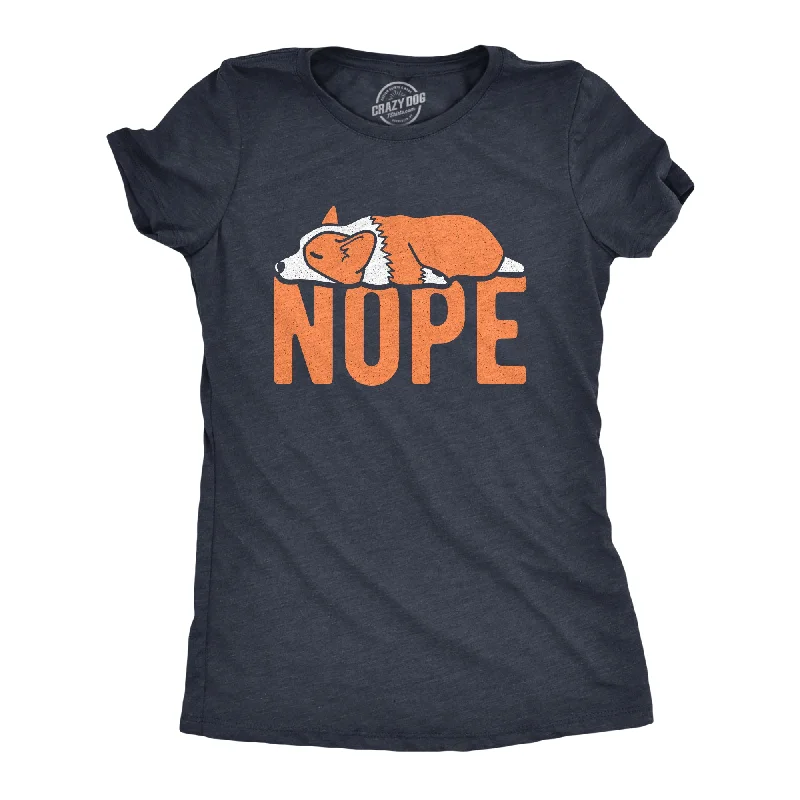 Womens Nope Corgi T shirt Funny Pet Lover Dog Mom T-Shirt Cool Graphic for Her