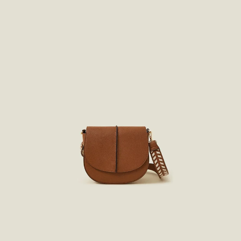 Brown Stitch Strap Saddle Bag