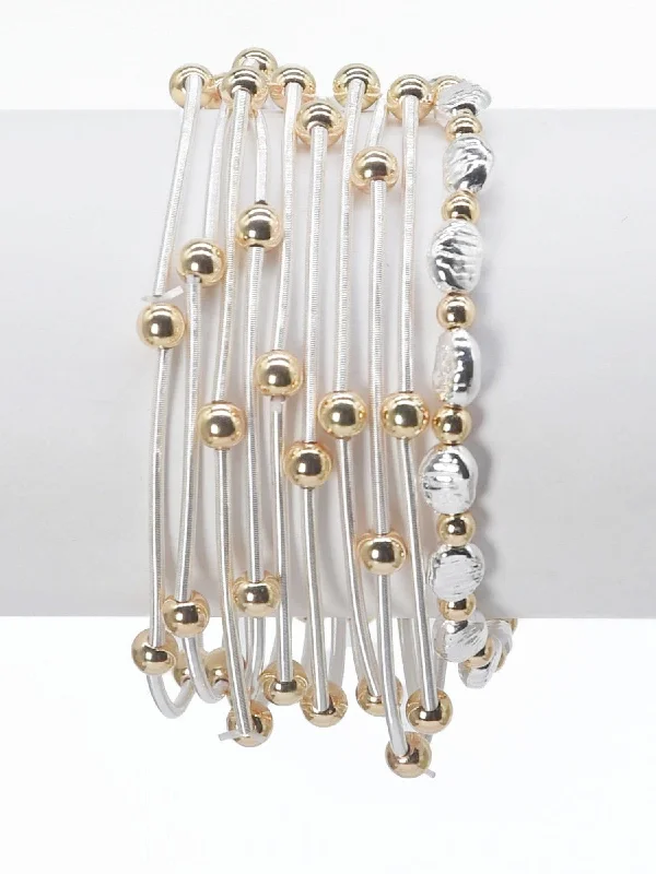 CB2181 Multi Strand Coil Bracelet With CCB Accent