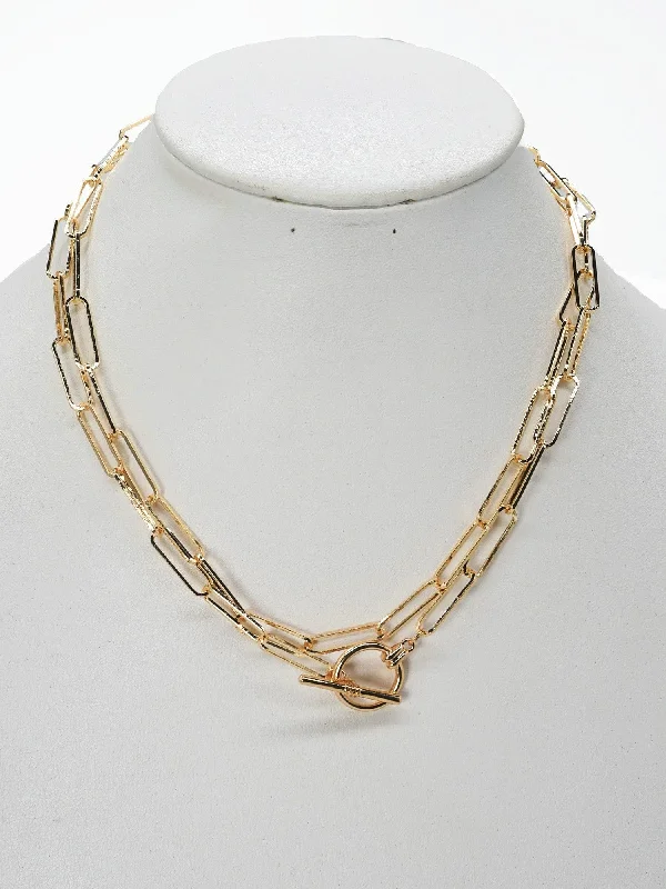 CN4256 Oval Chain Toggle Necklace