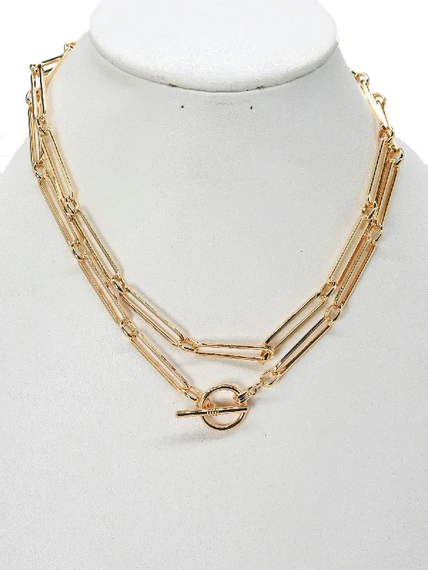 CN4257 Long Oval Chain Toggle Necklace