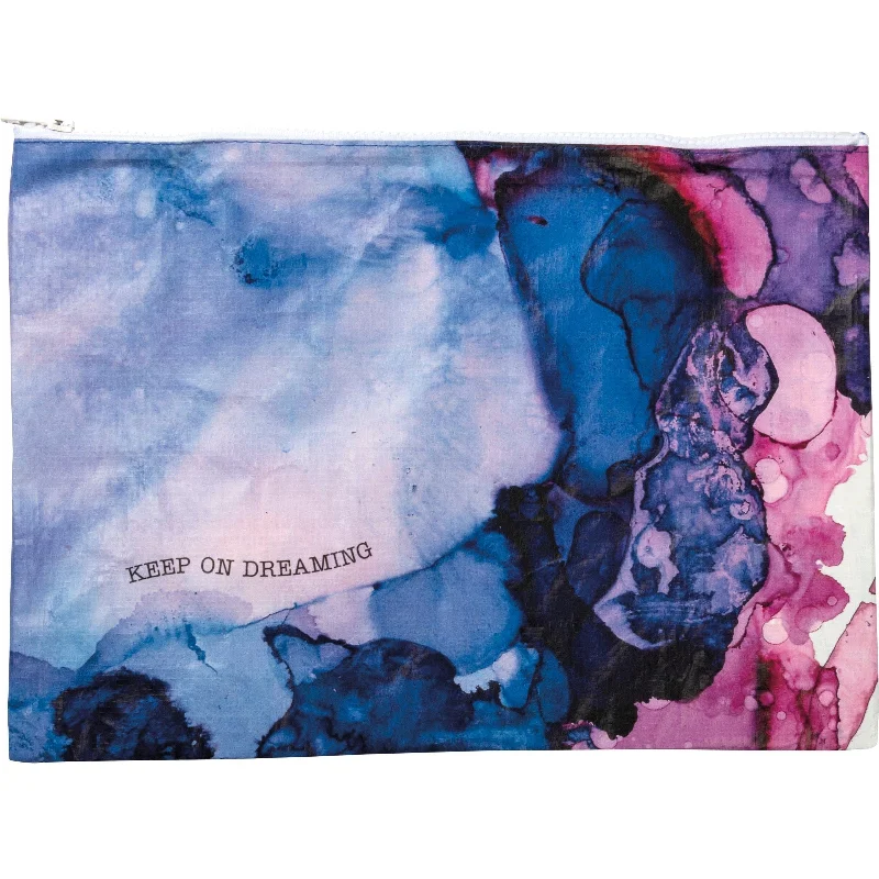 The Bullish Store Women's Keep On Dreaming Watercolor Design Colorful Recycled Material Jumbo Zipper Folder