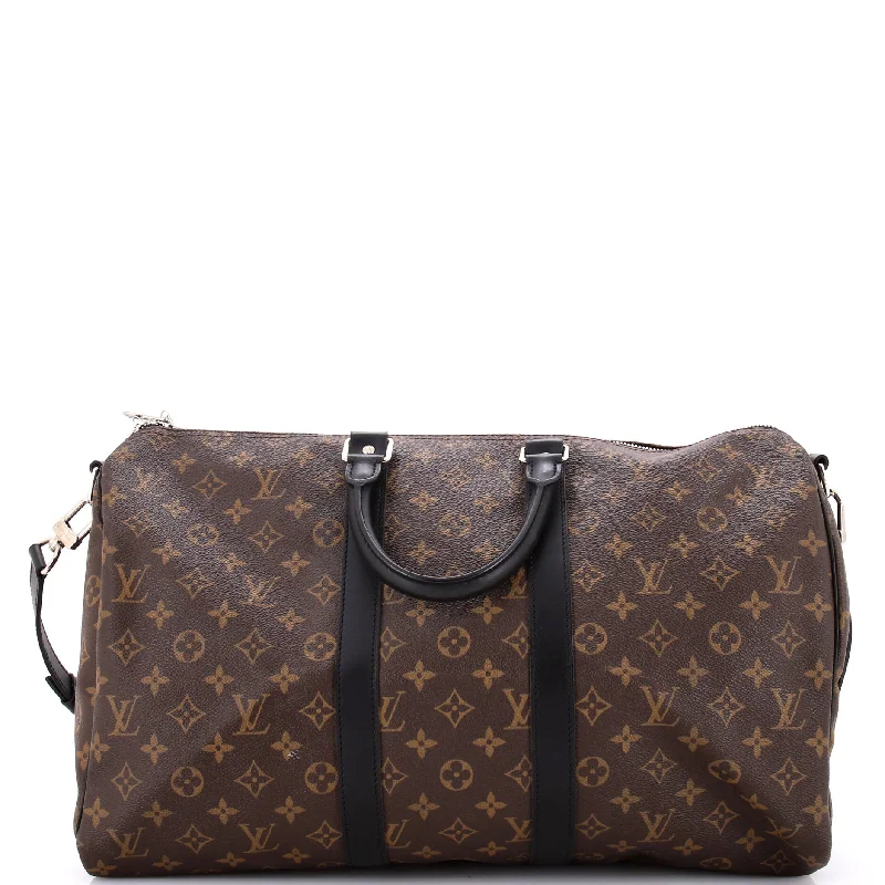 Keepall Bandouliere Bag Macassar Monogram Canvas 45