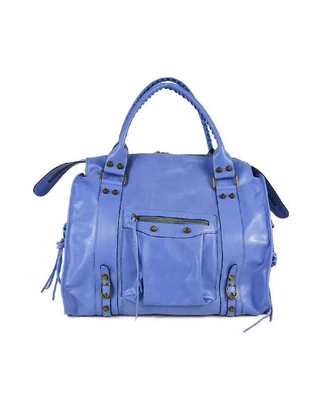 Large Leather Purse/crossbody In Blue