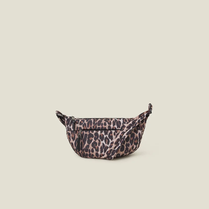 Leopard Print Recycled Nylon Sling Bag