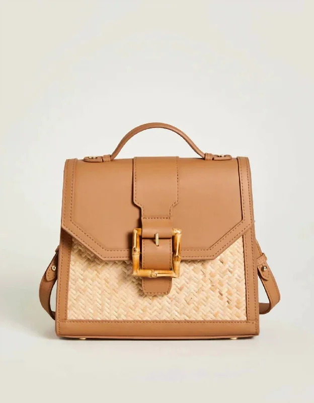 Rattan Beatrice Satchel Crossbody Bag In Caramel