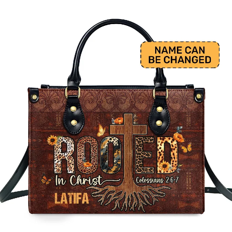 Rooted In Christ - Personalized Leather Handbag SBLHBLM1465TA